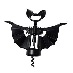 Bat Wing Corkscrew Wine Opener Bottle Opener Top Black Metal Halloween Gift Idea